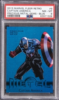 2013 Marvel Fleer Retro PMG Blue #9 Captain America (#09/50) - PSA NM-MT 8